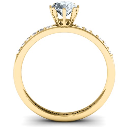 8 Prong Set Solitaire Ring with Shoulder Accents