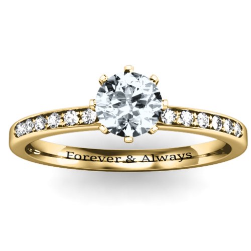 8 Prong Set Solitaire Ring with Shoulder Accents