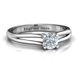 Split Shank Solitaire Ring in 925 Sterling Silver with Cubic Zirconia