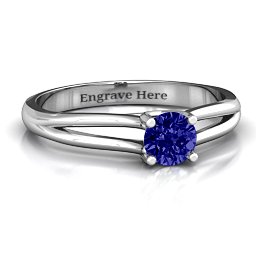 Split Shank Solitaire Ring in 925 Sterling Silver with Blue Sapphire