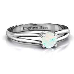 Split Shank Solitaire Ring in 925 Sterling Silver with Opal