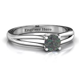 Split Shank Solitaire Ring in 925 Sterling Silver with Alexandrite