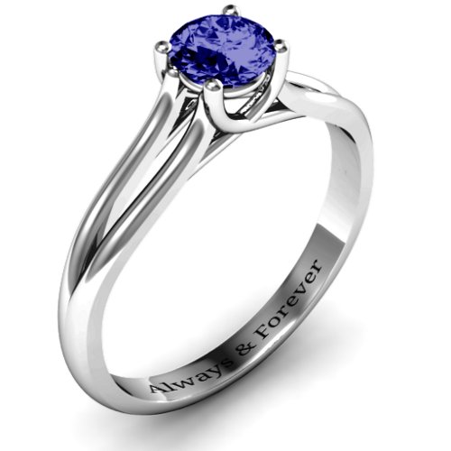 Split Shank Solitaire Ring – Sterling Silver with Blue Sapphire
