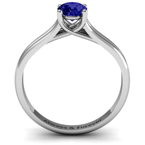 Split Shank Solitaire Ring – Sterling Silver with Blue Sapphire