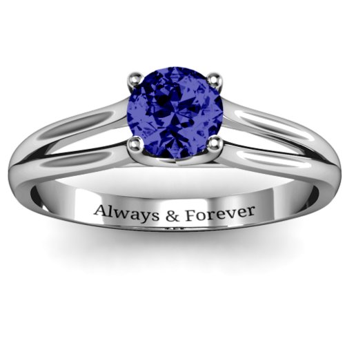 Split Shank Solitaire Ring – Sterling Silver with Blue Sapphire