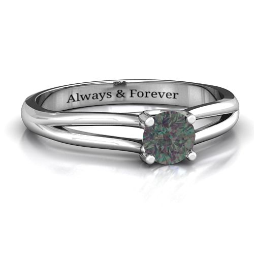 Split Shank Solitaire Ring – Sterling Silver with Alexandrite