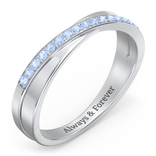 Accent Crossover Ring – Sterling Silver with Fancy Blue Premium Zirconia