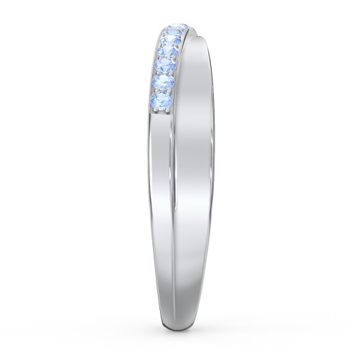 Accent Crossover Ring – Sterling Silver with Fancy Blue Premium Zirconia