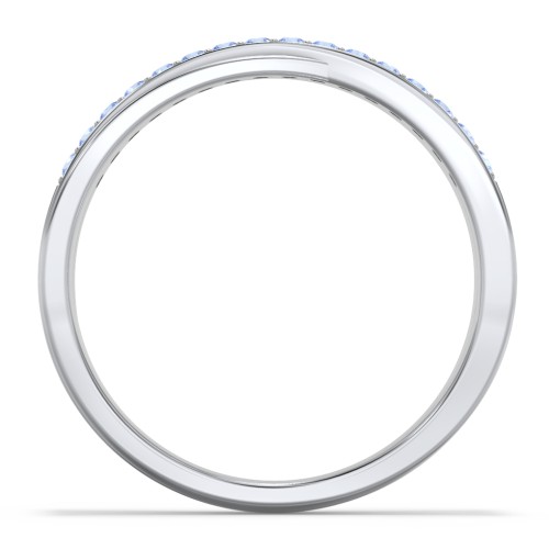 Accent Crossover Ring – Sterling Silver with Fancy Blue Premium Zirconia