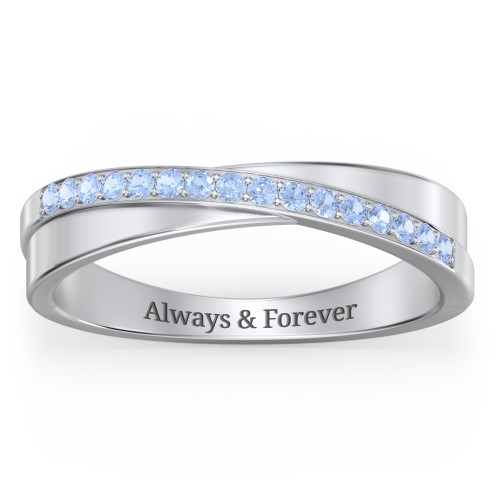 Accent Crossover Ring – Sterling Silver with Fancy Blue Premium Zirconia