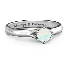 6 Prong Solitaire Ring in 925 Sterling Silver with Opal