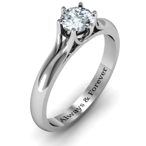 6 Prong Solitaire Ring – Sterling Silver with Diamond