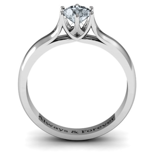 6 Prong Solitaire Ring – Sterling Silver with Diamond