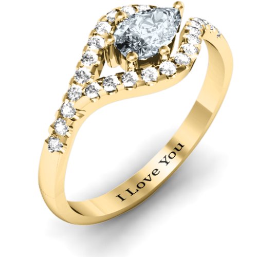 Golden Eye Pear Ring with Accent Infusion