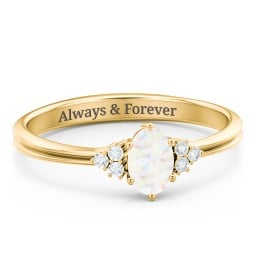 Solitaire Oval with Triple Accents Ring