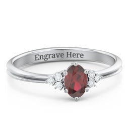 Solitaire Oval with Triple Accents Ring