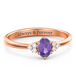 Solitaire Oval with Triple Accents Ring