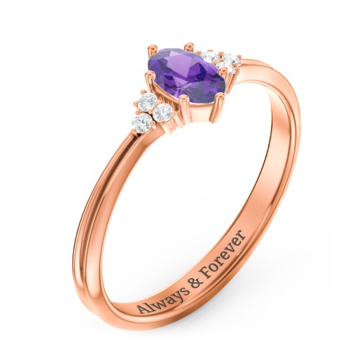 Solitaire Oval with Triple Accents Ring