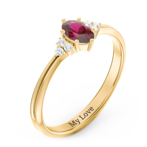 Solitaire Oval with Triple Accents Ring