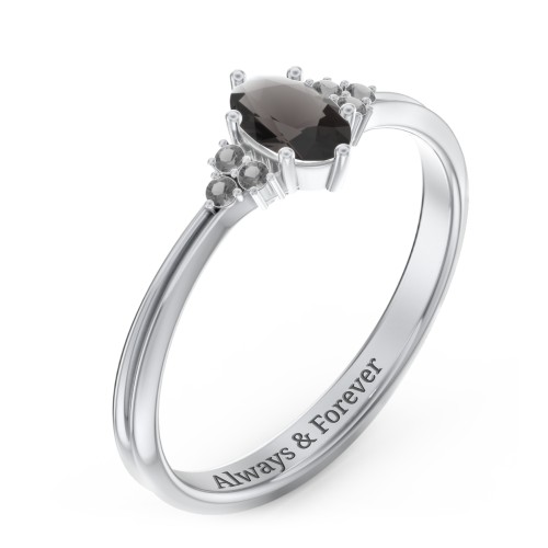Solitaire Oval with Triple Accents Ring