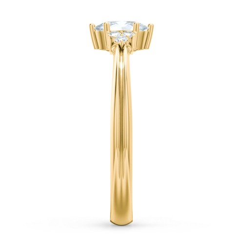 Solitaire Oval with Triple Accents Ring – 9kt Yellow Gold with Diamond