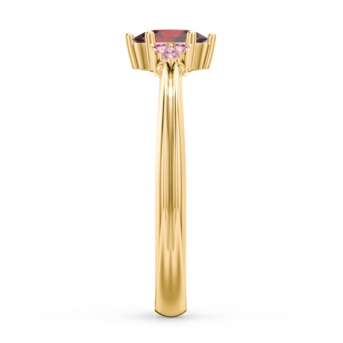 Solitaire Oval with Triple Accents Ring