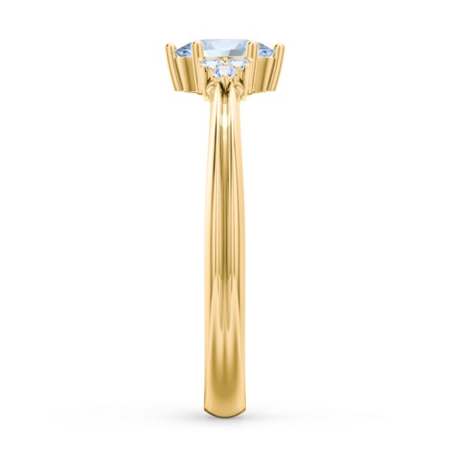 Solitaire Oval with Triple Accents Ring