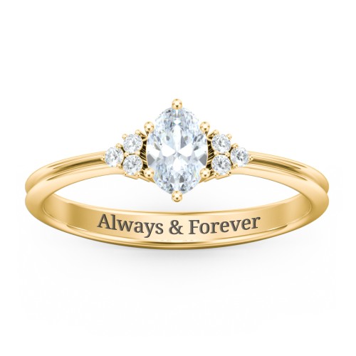 Solitaire Oval with Triple Accents Ring