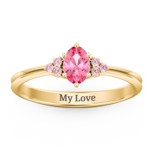 Solitaire Oval with Triple Accents Ring