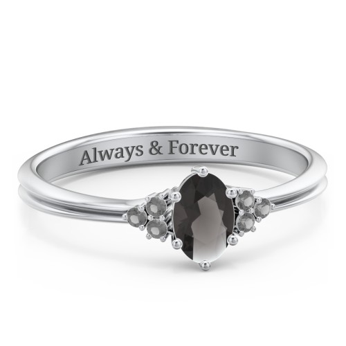 Solitaire Oval with Triple Accents Ring