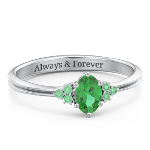 Solitaire Oval with Triple Accents Ring