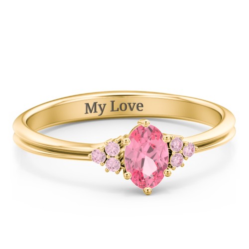 Solitaire Oval with Triple Accents Ring