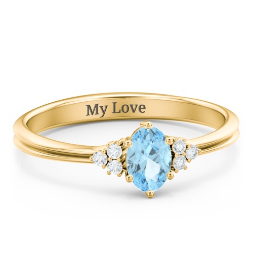 Solitaire Oval with Triple Accents Ring