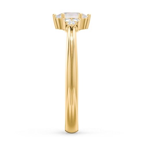 Solitaire Oval with Triple Accents Ring – 18K Gold Plated Silver with Opal and White Premium Zirconia