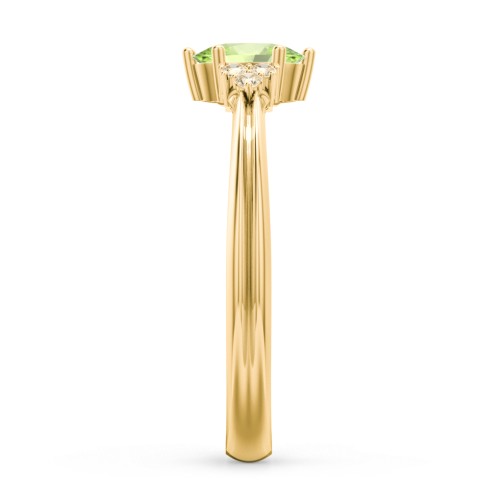 Solitaire Oval with Triple Accents Ring – 18K Gold Plated Silver with Peridot and Fancy Yellow Premium Zirconia