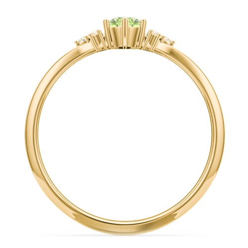 Solitaire Oval with Triple Accents Ring – 18K Gold Plated Silver with Peridot and Fancy Yellow Premium Zirconia