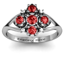 Round Stone "Beehive" Bloom Ring with Acccents