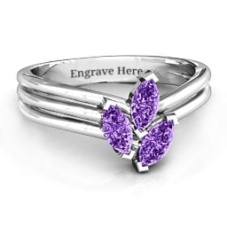 Triple Marquise Collage Ring in 925 Sterling Silver