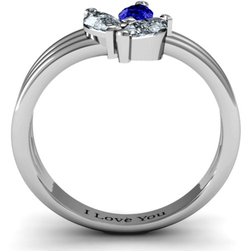 Triple Marquise Collage Ring – Sterling Silver with Blue Sapphire and Cubic Zirconia