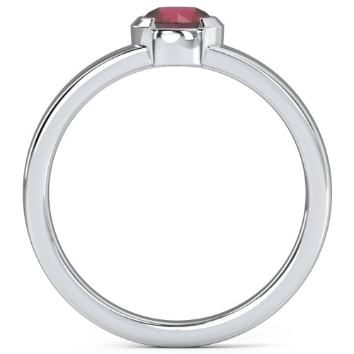 Half Bezel Set Round Stone Ring with Wide Band
