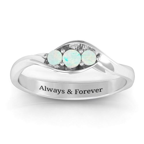 Triple Stone Swirl Ring