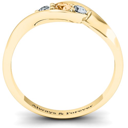 Triple Stone Swirl Ring – 9kt Yellow Gold with Citrine and Cubic Zirconia