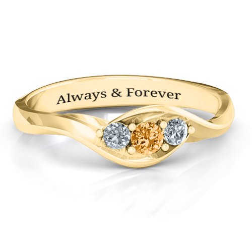Triple Stone Swirl Ring – 9kt Yellow Gold with Citrine and Cubic Zirconia