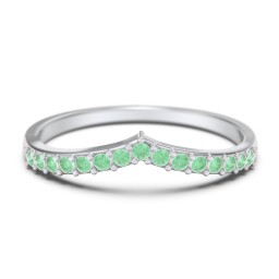 Tiara Accented Stacking Band in 925 Sterling Silver with Green Premium Zirconia