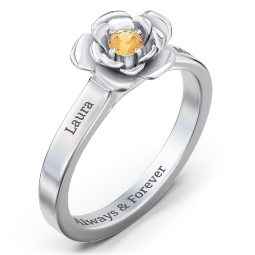 Flourish Rose Ring – Sterling Silver with Citrine