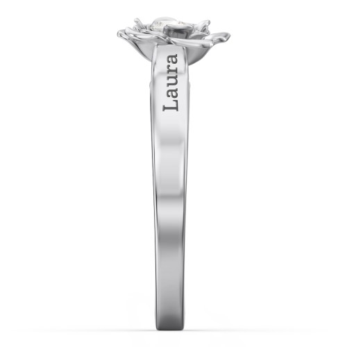 Flourish Rose Ring – Sterling Silver with Cubic Zirconia