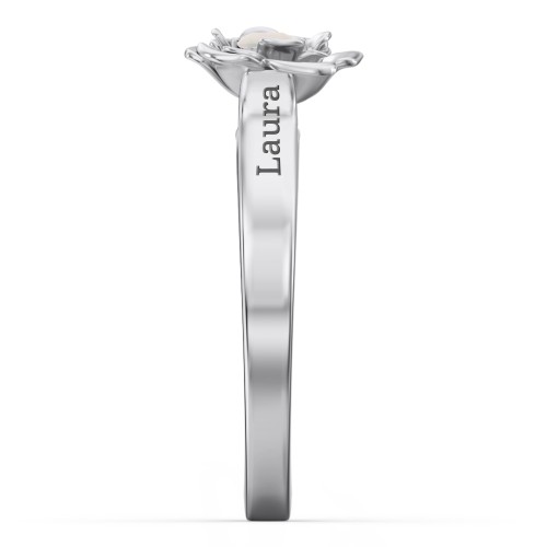 Flourish Rose Ring – Sterling Silver with Opal