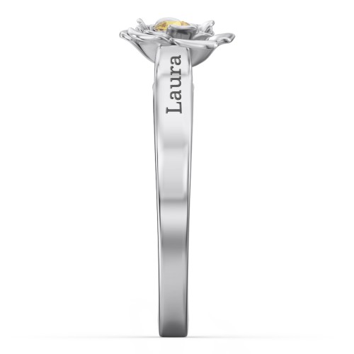 Flourish Rose Ring – Sterling Silver with Citrine