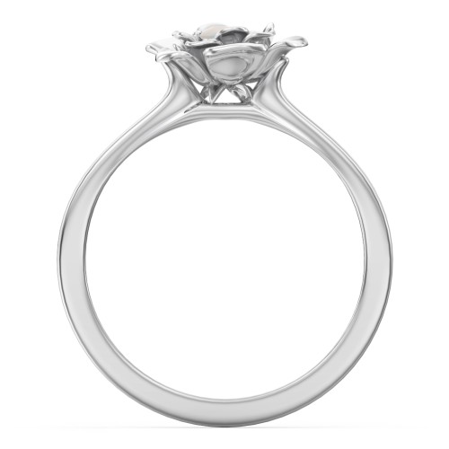 Flourish Rose Ring – Sterling Silver with Opal