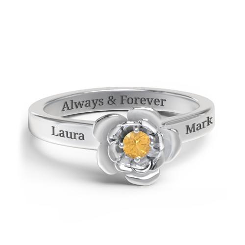 Flourish Rose Ring – Sterling Silver with Citrine